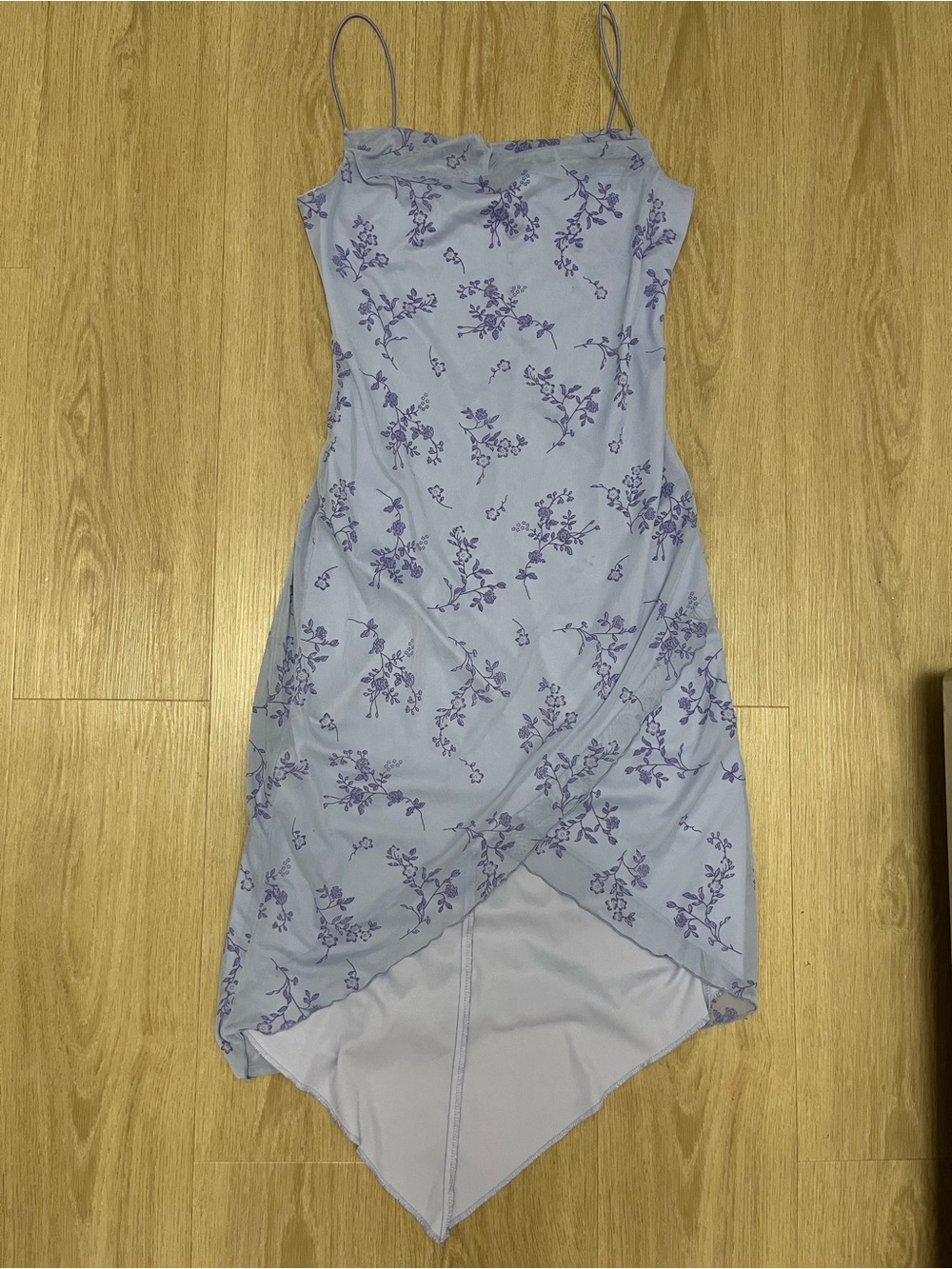 Vintage Y2K City Triangles Lavender Floral Asymmetrical Slip Dress